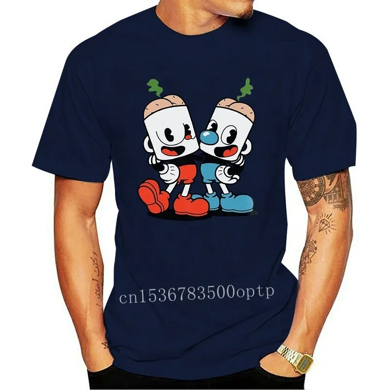 Cuphead Butthead Printed Men's T-Shirt 100% Cotton V-Neck Customizable Design Service DIY Clothing Sweatshirt Processing