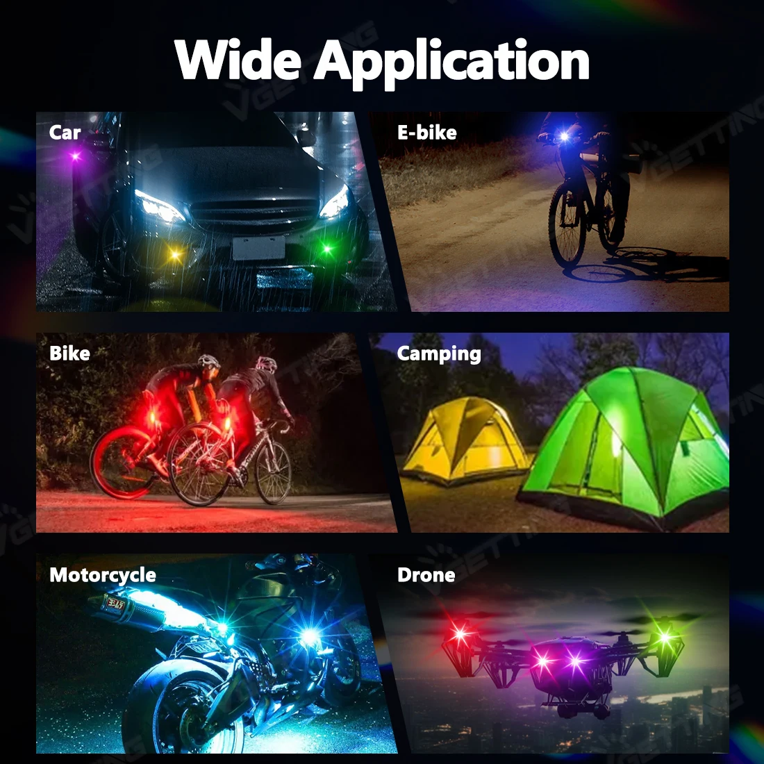 

4 шт., беспроводной пульт дистанционного управления, светодиодный стробоскоп, многорежимный сигнальный светильник для дрона, 8 цветов, атмосферный свет для мотоцикла, грузовика, велосипеда