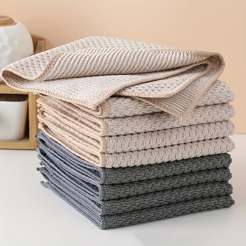 Set of 6 Highly Absorbent, Double-Sided Waffle Weave Kitchen Towels - Easy To Clean, for Countertops and Appliances, Dish Cloths