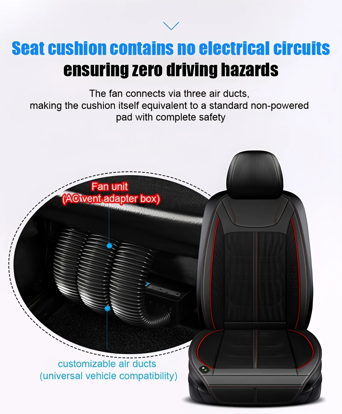12V Universal Kühlung Belüftung Sitz Abdeckung Auto Sitz Abdeckung Sommer Fahren Atmungsaktive Sitz Abdeckung Cooling Pad Auto Zubehör – Detail 10