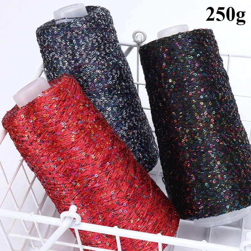 250g Shiny Dense Bead Yarn, 2mm Glitter Short Distance Bead Companion Thread,DIY Fashion Clothing Hat Accessories Crochet Thread