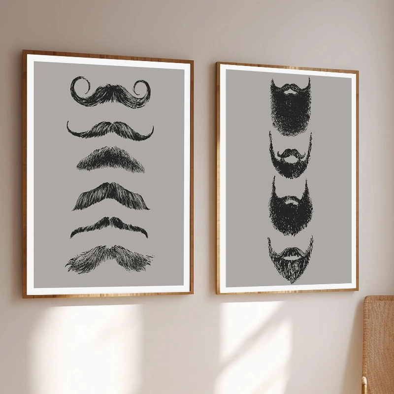 Different Beard Poster Print Barbers Canvas Painting Minimalist Hairdressers Gift, Gift for Hipster Home Decor Cuadros