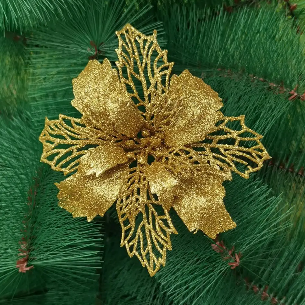 Easy Maintain Christmas Faux Flower Fine Workmanship Festival Prop Durable Xmas Tree Decor Faux Flower