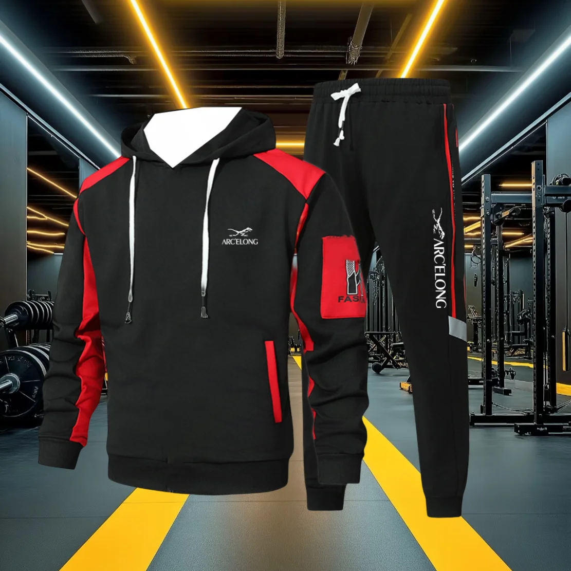 

Лидер продаж, осенне-зимний высококачественный мужской повседневный комплект с капюшоном, черно-белый спортивный удобный модный комплект с принтом