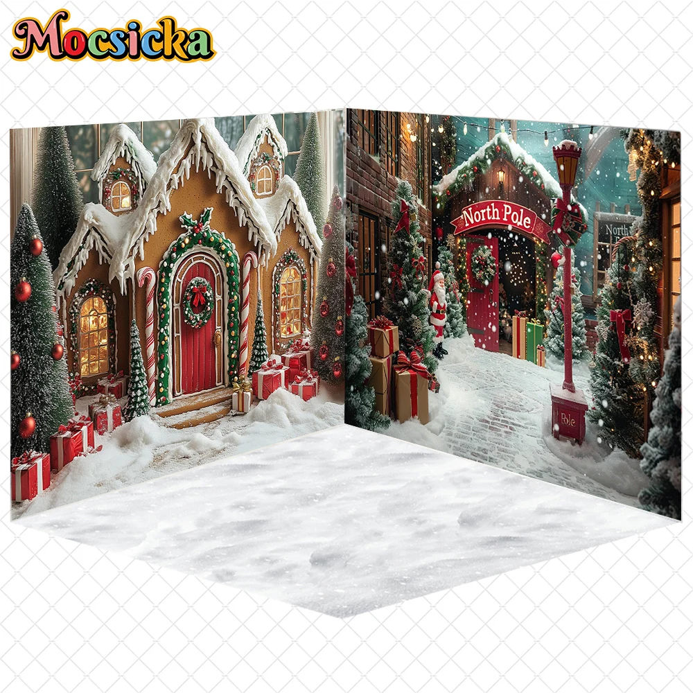 

Mocsicka New Year Party Backdrops Christmas House Tree Winter Snow Decorations Family Holiday Photo Backgrounds Studio Wallpaper