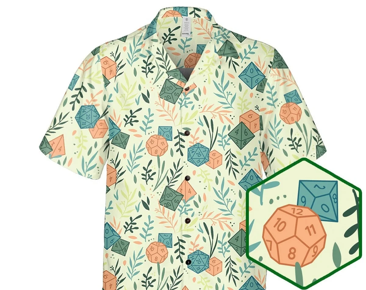 American Retro Fantasy Board Game Sword Magic Elements Men's Loose and Trendy Lapel Shirt