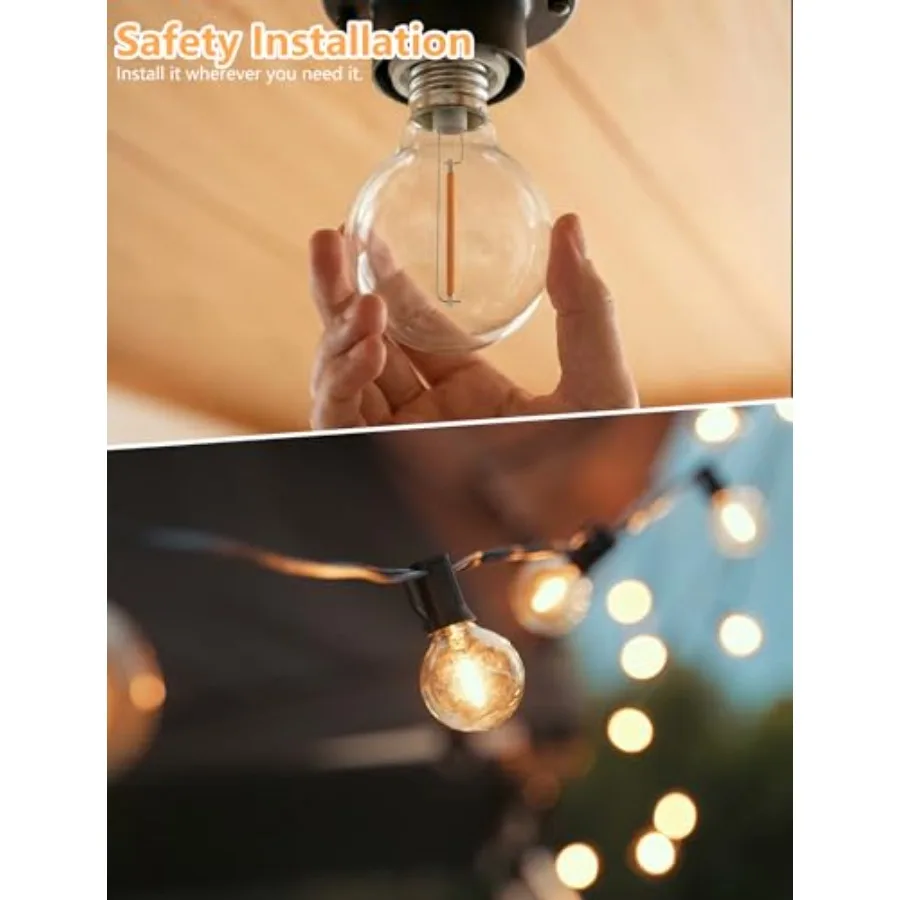 Replacement Light, 25 Pack E12 Screw Base Clear Globe Bulbs for Outdoor String Lights, 0.6W Shatterproof Dimmable Light Bulbs f view 6