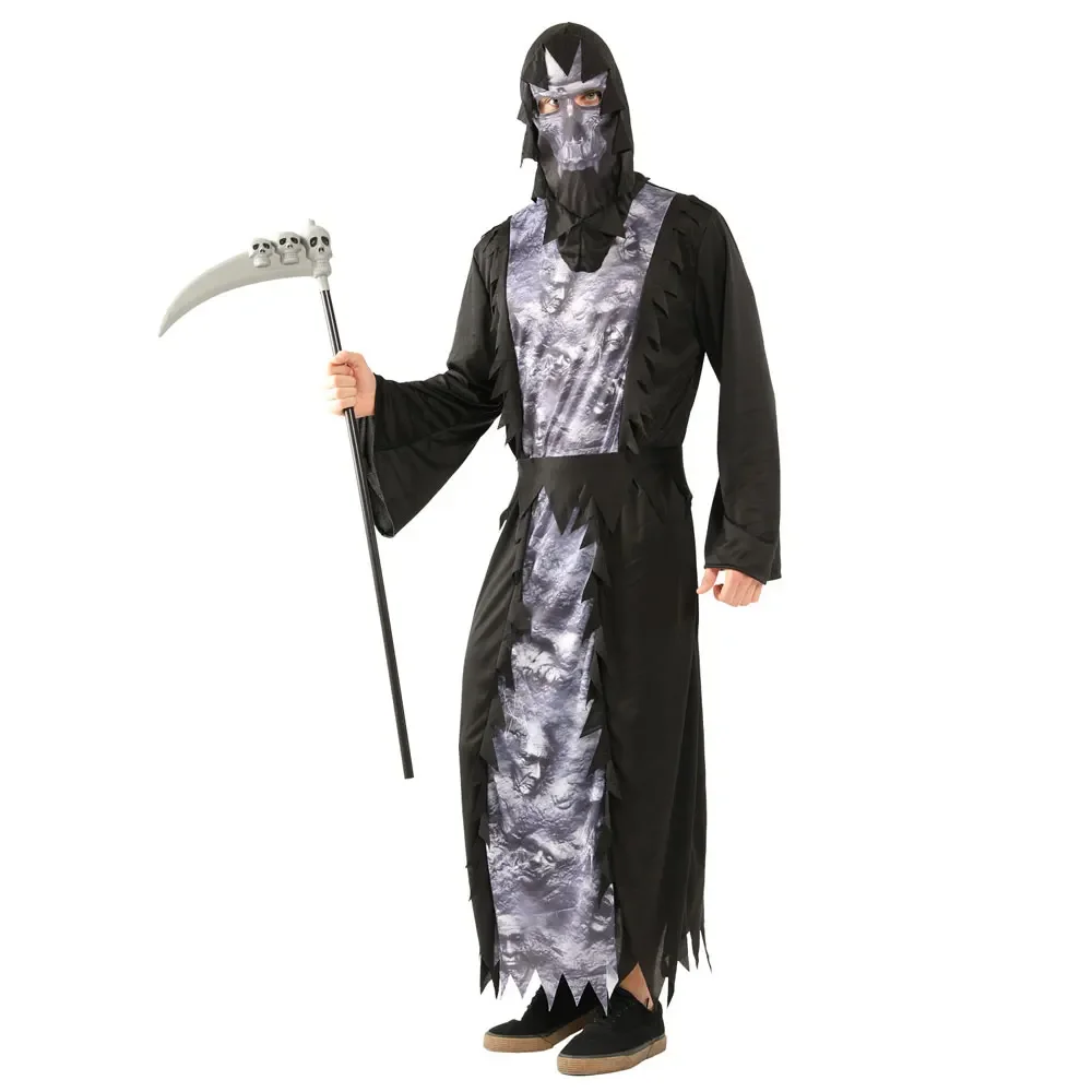 Costume da demone adulto mostro spaventoso Azrael morte Grim Reaper costumi di Halloween per uomo