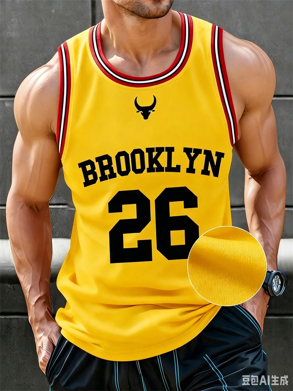 Basketball Brooklyn Nr. 26 O-Ausschnitt-Weste, lockerer Schnelltrocknender Stoff, Outdoor-Fitness-Training, lässige ärmellose Sommerkleidung für Männer – Detail 7