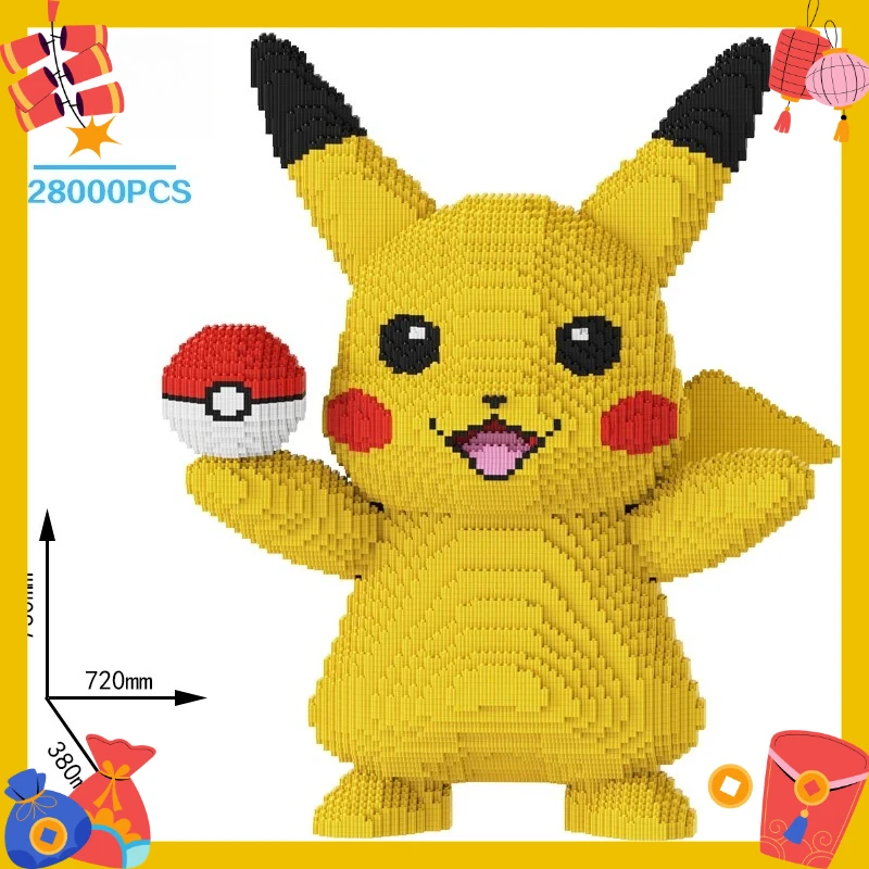 

28000 Particle Anime Pokemon Pikachu Diamond Micro Building Blocks Games Model Mini Bricks Figures Decompression Toys Kids Gifts