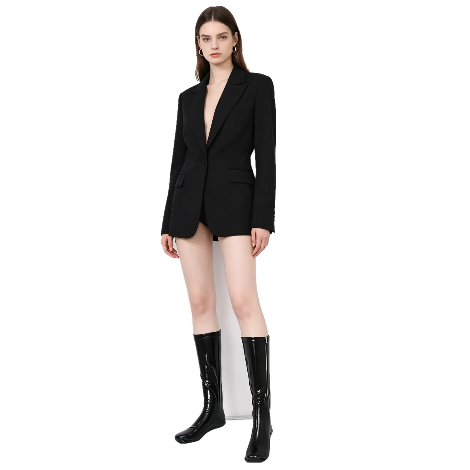 

Adults Wet Look PU Leather Stockings Calf-length Glossy Socks with Side Zipper for Nightclub Rave Party Bar Music Festival