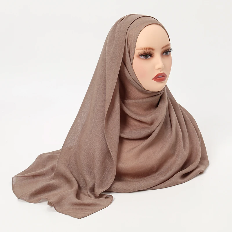 Modal Hijab Rayon Cotton Shawls Solid Color Soft Wraps For Muslim Woman Hijab Ialamic Turban Headband 170*75cm