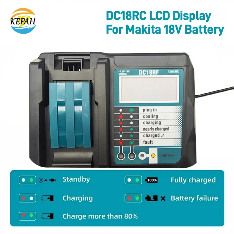 New DC18RC Li-ion Battery 3A Charger for Makita 18V 14.4V BL1860B,BL1850B,BL1840,BL1830,BL1820,BL1415,BL1440 Power tool Charger