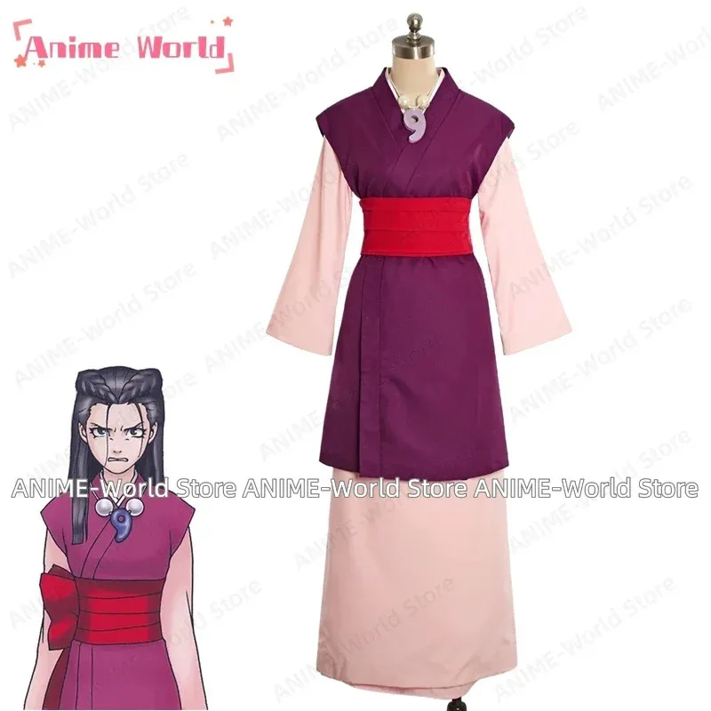 

《Custom Size》Anime Phoenix Wright Ace Attorney Iris Cosplay Costume Outfit Halloween with Necklace