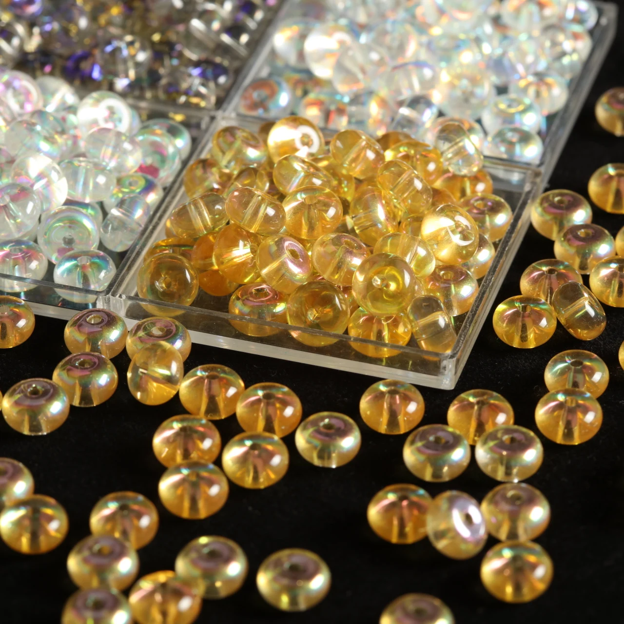 50/100/200/400pcs 5x8mm Transparent Gold AB Glass Abacus Beads for DIY Necklace Earrings Keychain Charms Jewelry Making