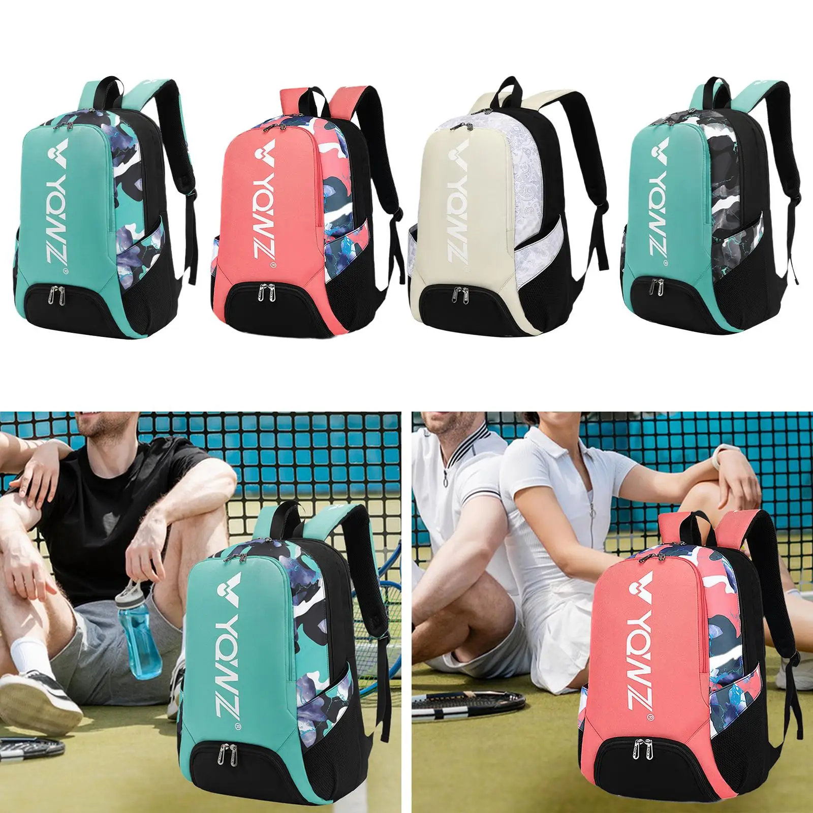 Grand sac à dos de sport pour le tennis et le badminton avec caractéristiques de degré d'eau