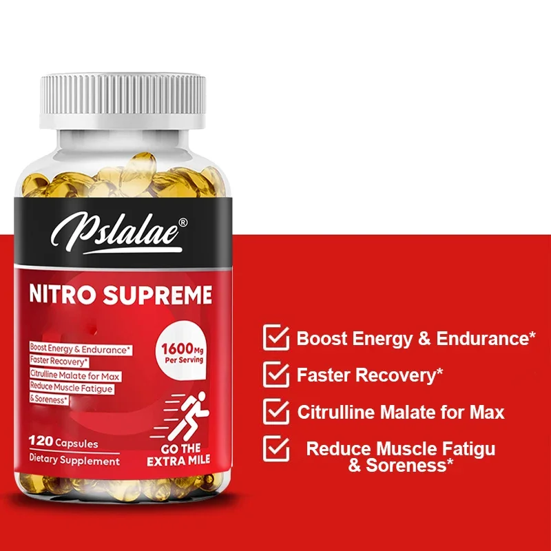 Natural Citrulline Malate Capsules, Premium Muscle Support Nitrogen Booster, Provides Strength Relief for Muscle Pain or Fatigue