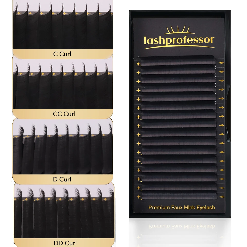 Lashprofessor 16rows Individual De Cils Lash Trays Wholesale Matte Black Volume Silk Eyelash Extensions Cashmere Lash Extension