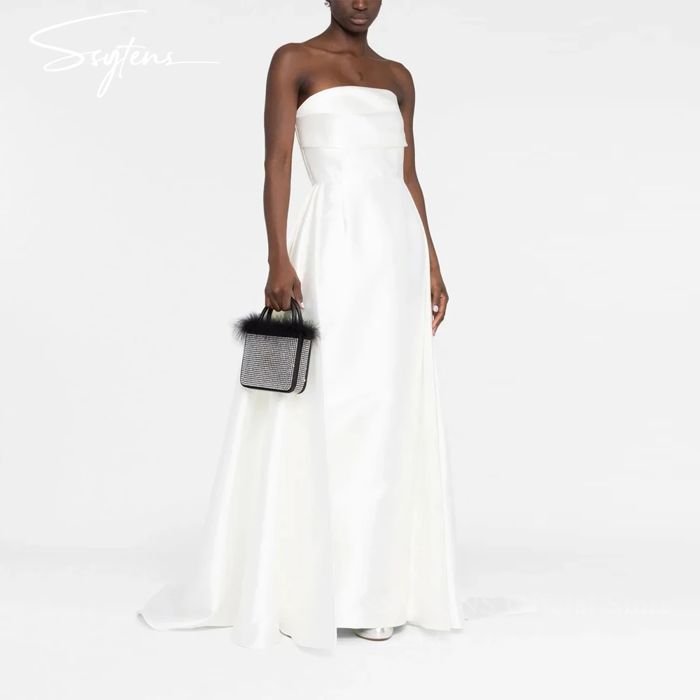 

SSYTENS Elegant Strapless Mermaid Wedding Dresses Satin Bridal Gowns Backless Long Bride Dresses Sexy Vestido De Noiva For Women