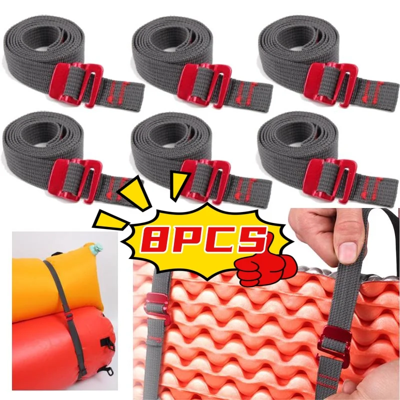 

8/1PCS Outdoor Travel Backpack Nylon Tape Rope with Quick Release Hook Tension Belts 1.5m Backpack Fixed Straps Belts