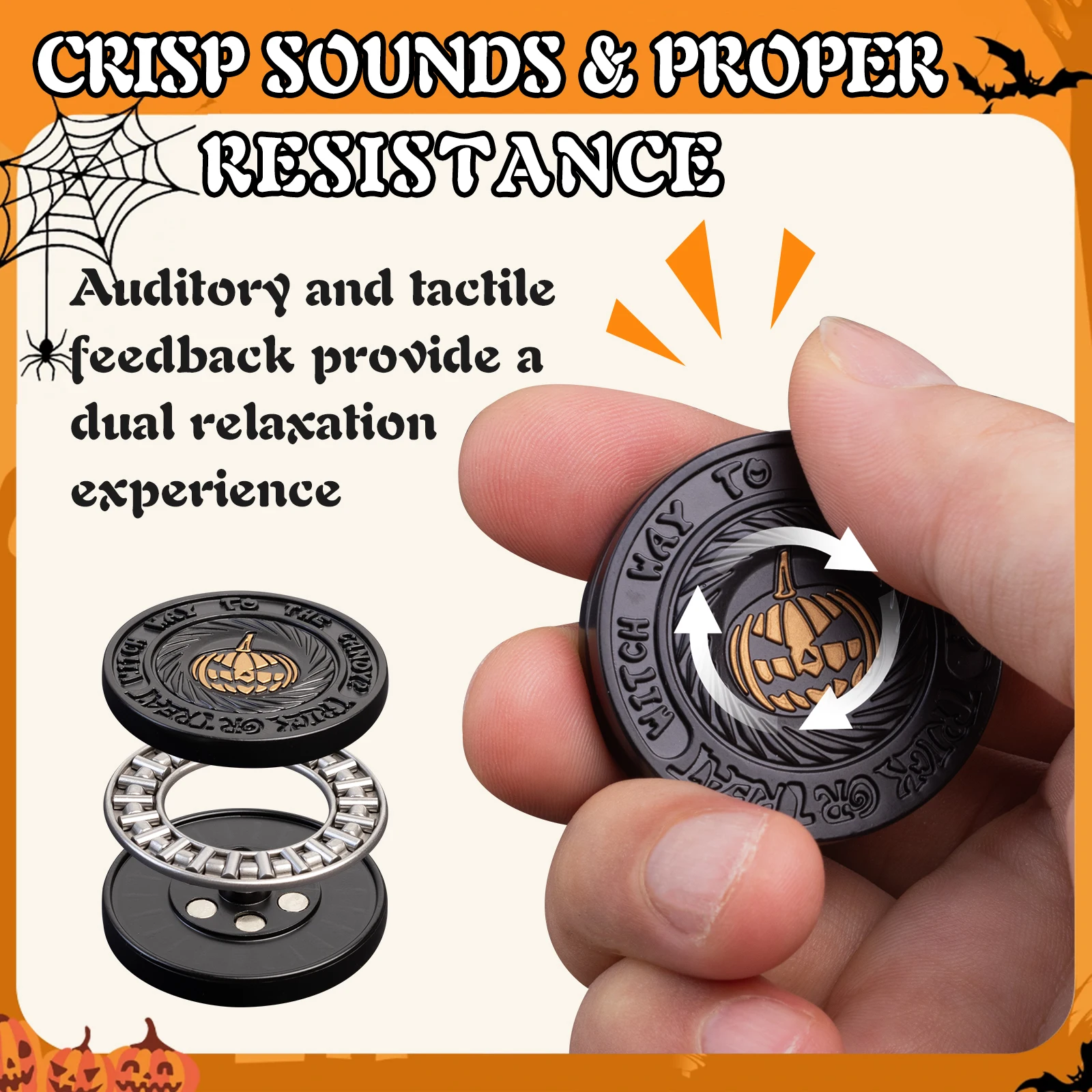 Halloween Fidget Toys Fidget Slider EDC Fidget Clicker Metal Fidget Toy for Adults, edc fidget coin metal fidget slider