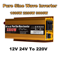 Inverter DC 12V/24V to AC 220V 50HZ 1600W 2200W 3000W Voltage Transformer Portable Car Solar Converter Power Supply Universal