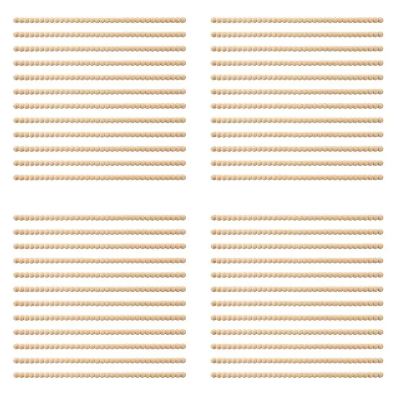 AB46-48 Pcs Decorative Beaded Wood Trim Half Wooden Beads Trim Molding 15. 75 Inch Unfinished 3D Decorative Bead Pearl