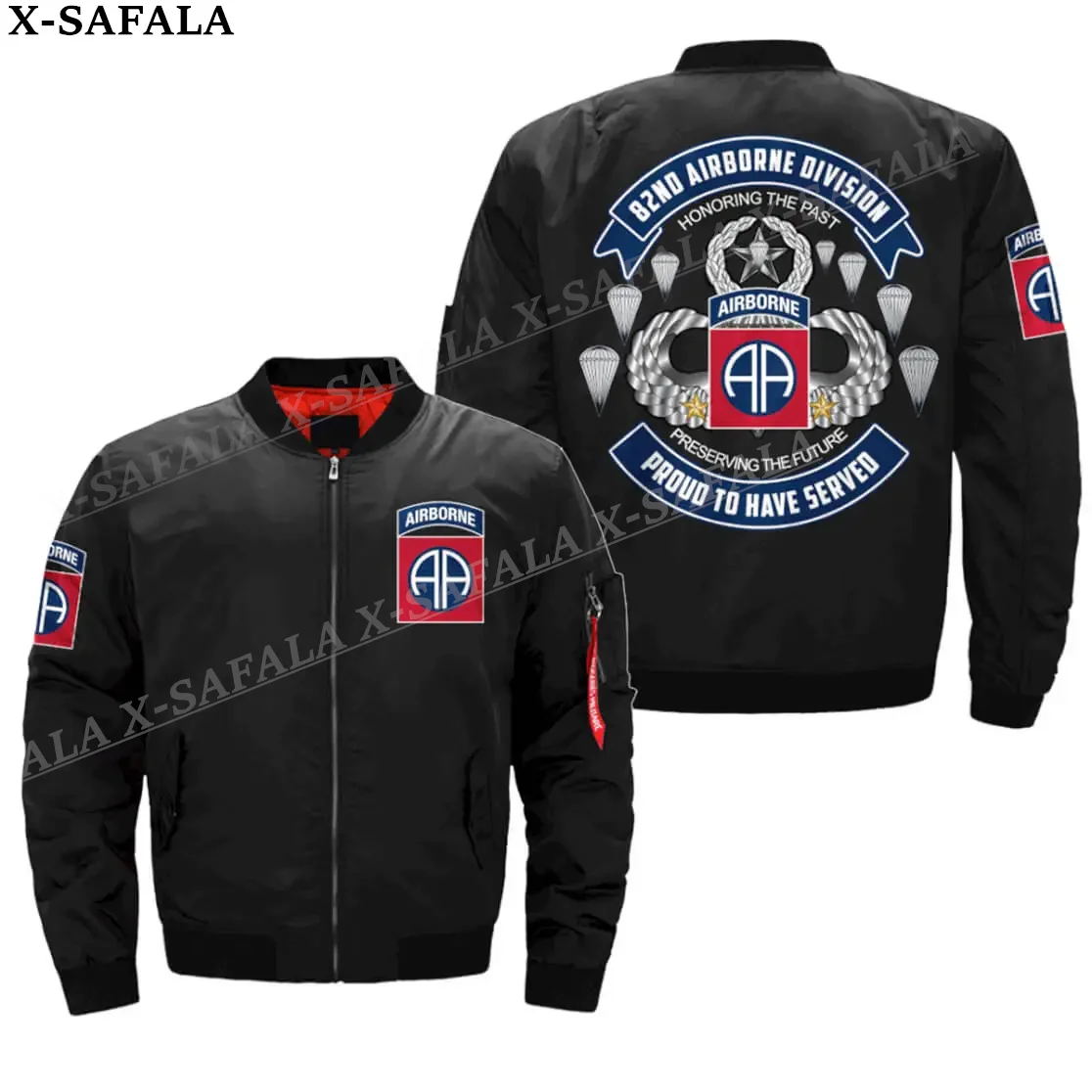 82ND AIRBORNE Division 3D Bomber Jackets Zipper Flight Jacket Casual Thick Coat Unisex Harajuku Women Streetwear-1