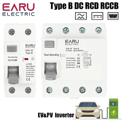 2P 4P 10/30/100/300mA Electric Vehicle EV Charging Pile Residual Current Breaker DC RCCB RCD Type B 6KA Din Rail Earth Leakage