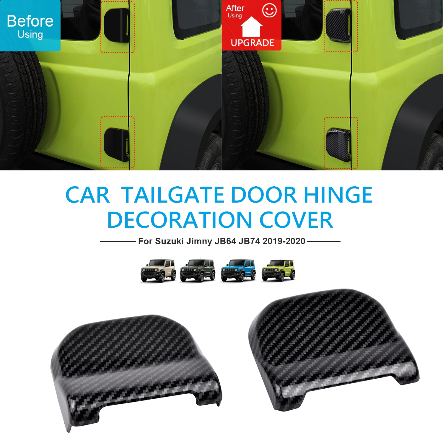 2PCS Car Rear Tail Door Tailgate Hinge Decoration Cover Trim For Suzuki Jimny JB64 JB74 2018-2020 Styling Mouldings Accessories