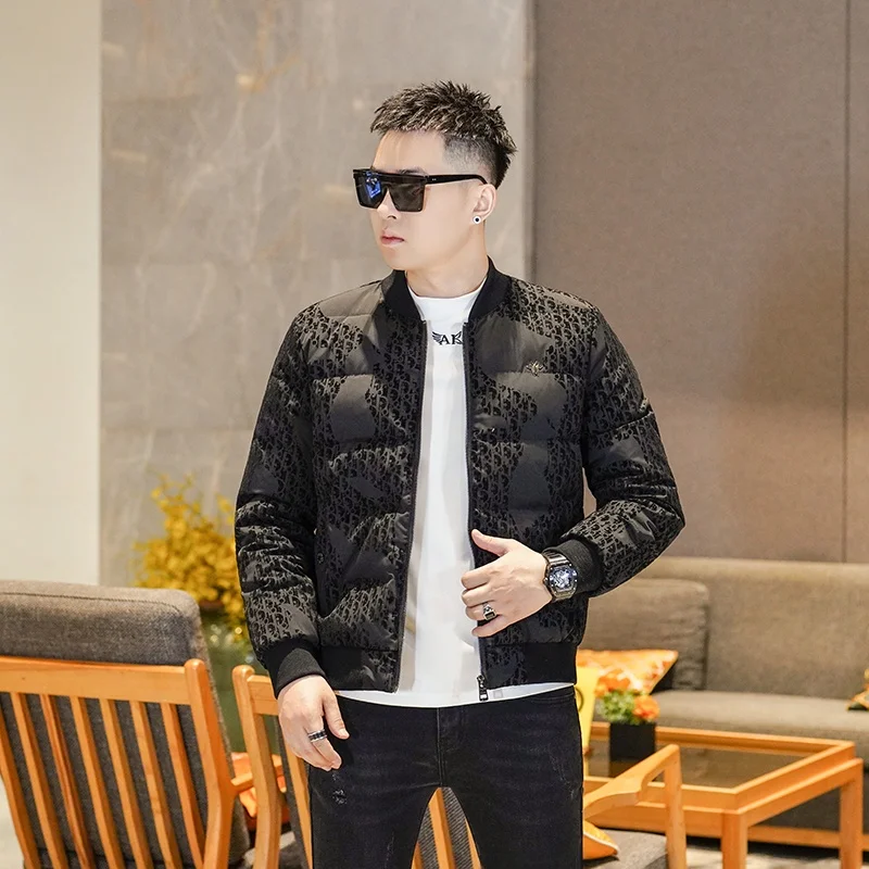 

Мужская приталенная пуховая куртка с капюшоном, утепленная утиным пухом, модная, в городском стиле, с длинными рукавами, на молнии