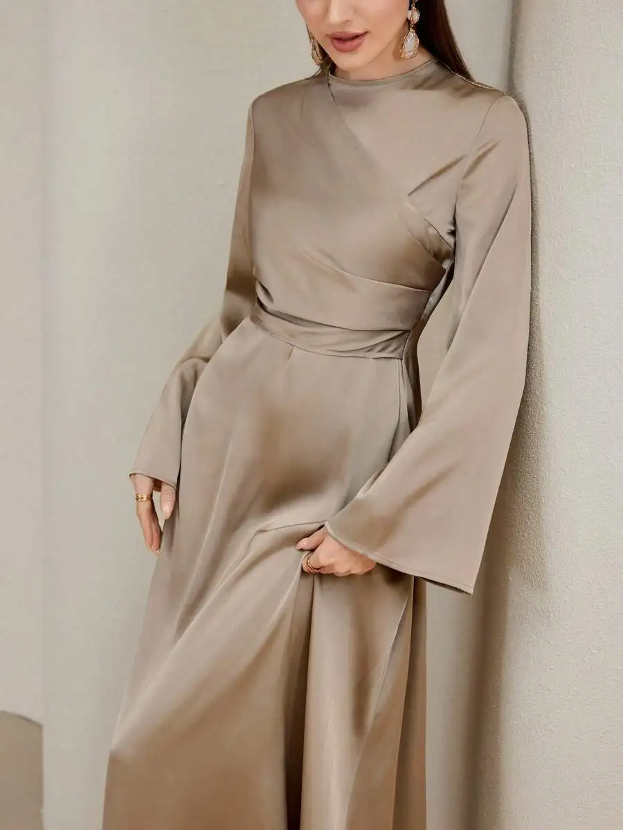 

Elegant Bell Sleeve Wrap Dress For Women