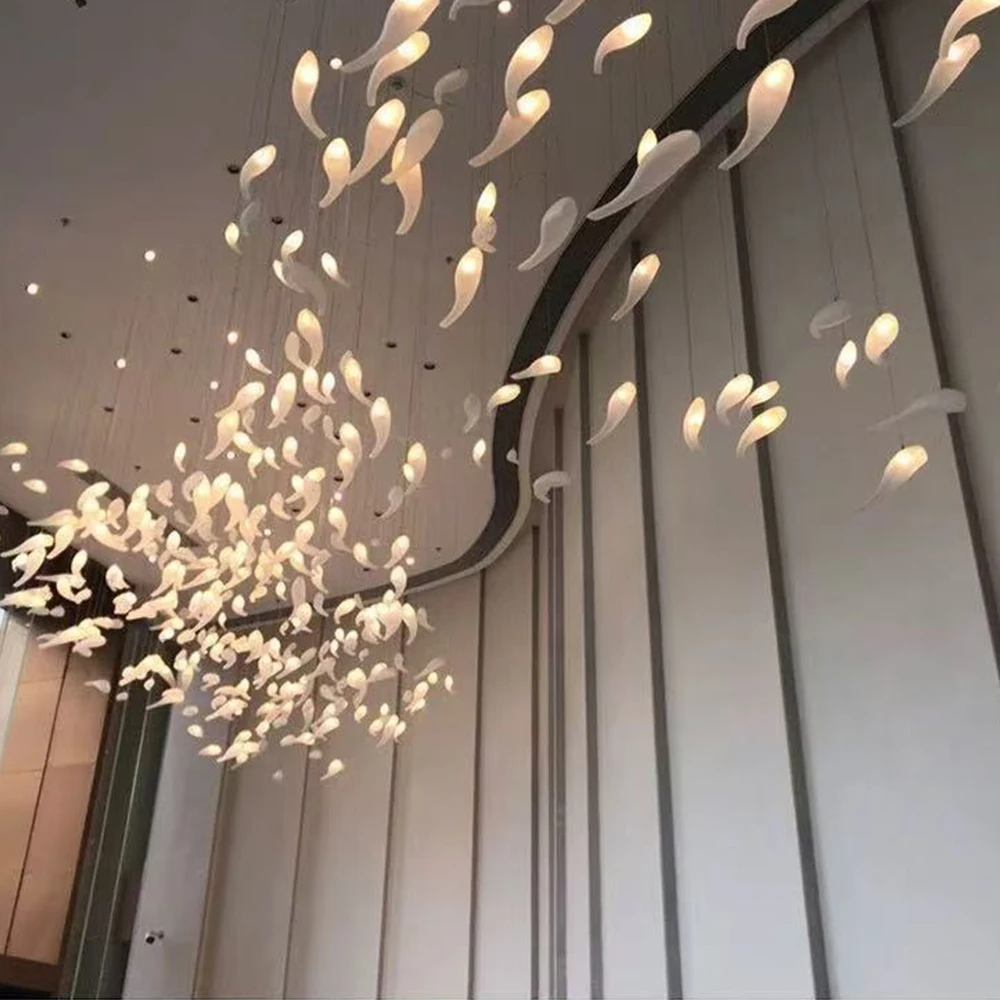 Creative Glass Fish Ceiling Hanging Decor Handcrafted Art Fish Ornaments for Hotel Lobby Staircase Home Bar Decoration