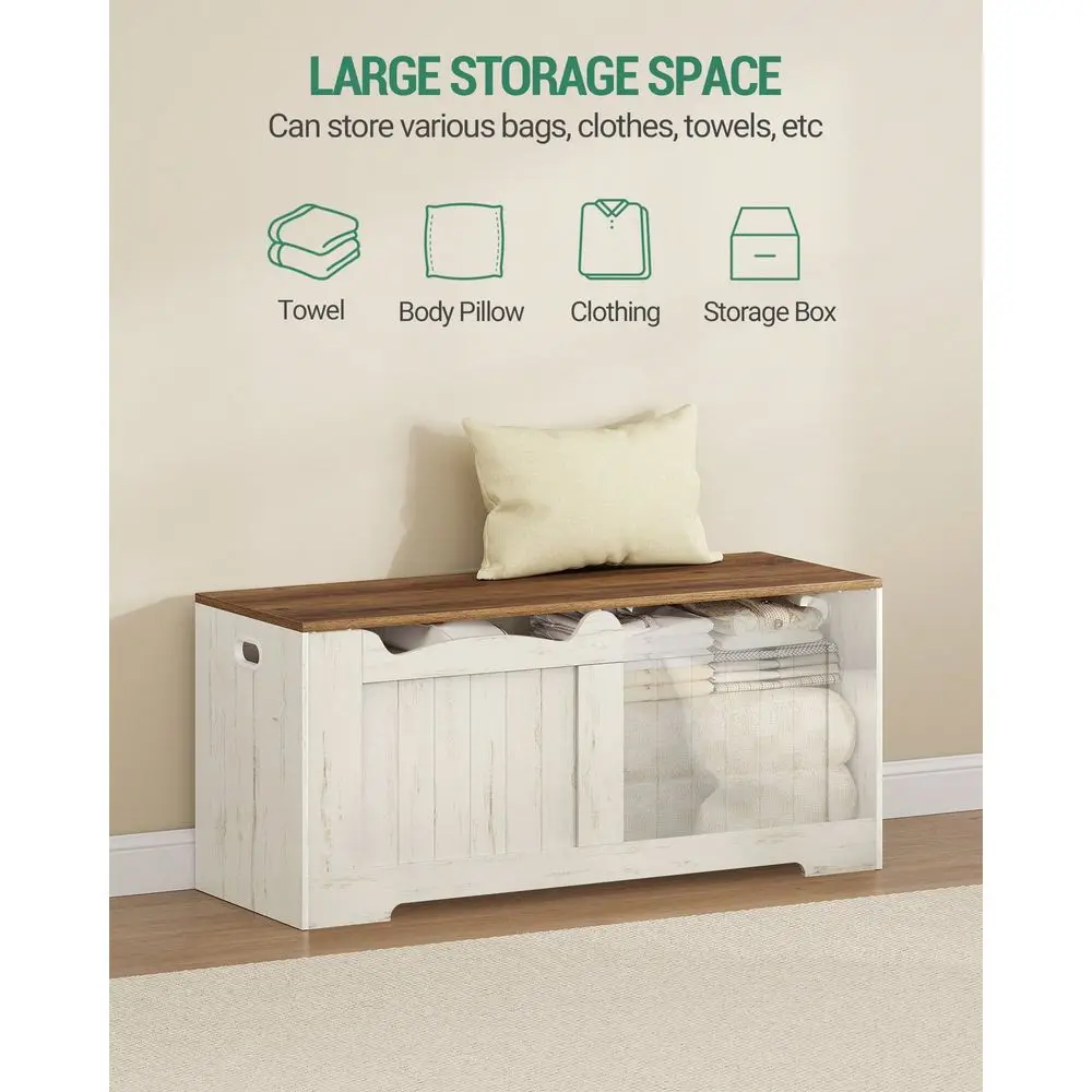 

Storage Chest, Storage Bench Trunk With 2 Hinge, Wooden Box, LiftTop Chest Organizer, Shoe Bench For Entryway, Bedroom, Living