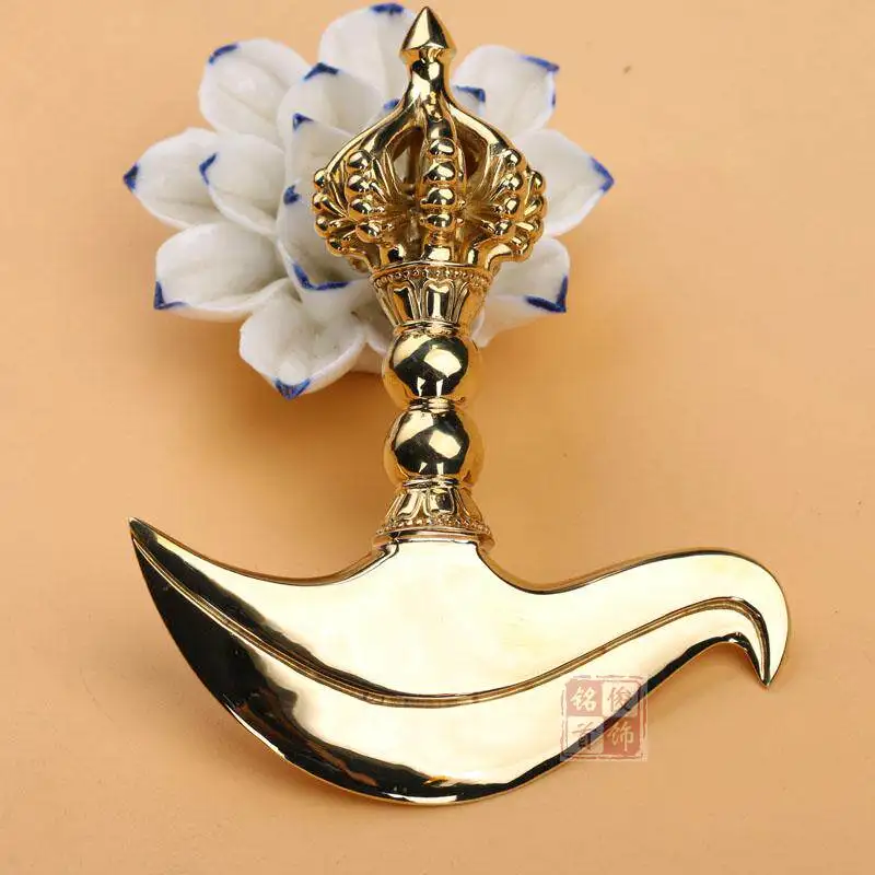 Brass Nine Prong Ritual Chopper Buddhist Ceremonial Object for Religious Home Altar Decoration, Spiritual Art Collectible