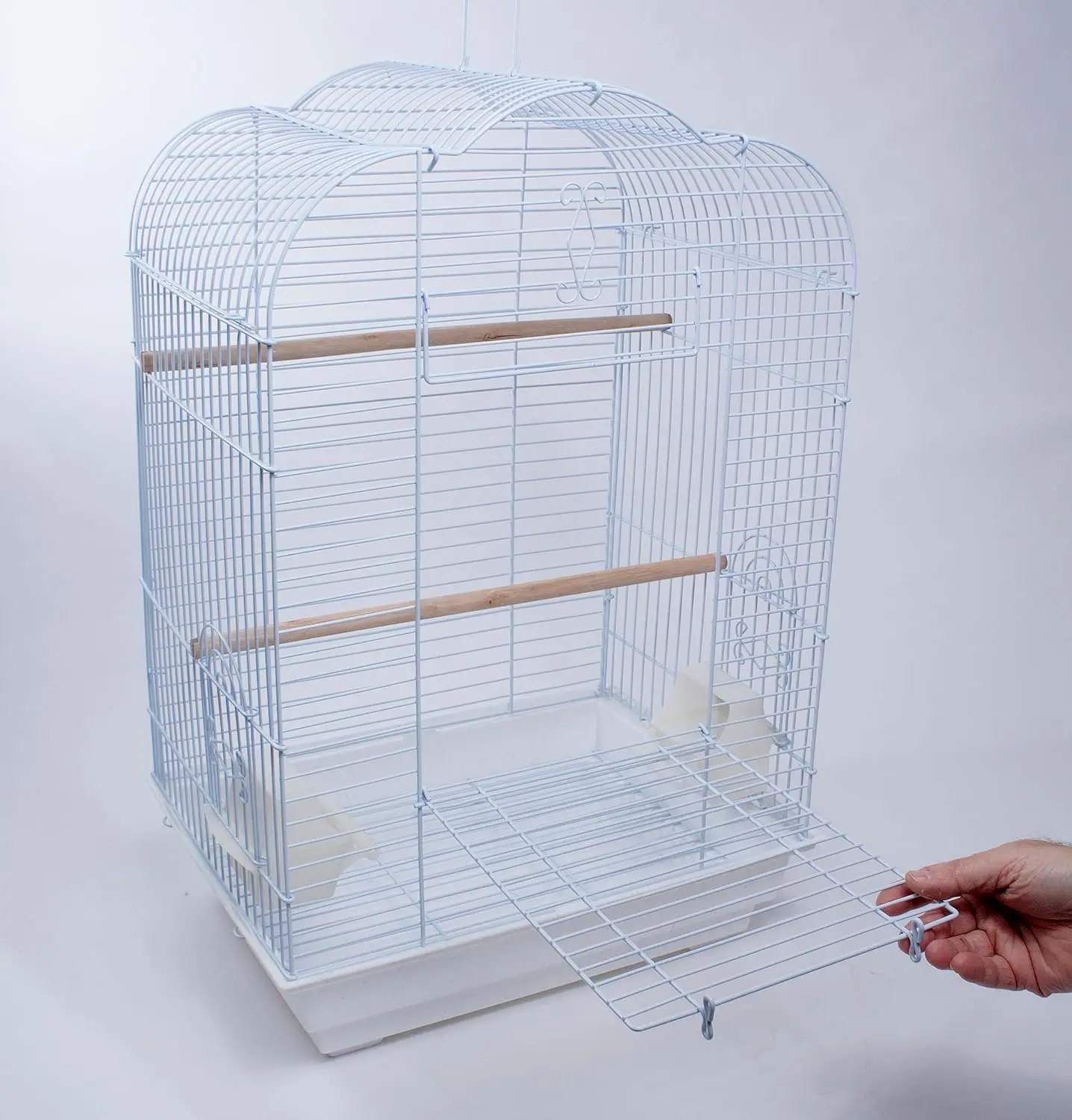 Cockatiel & Small Parrot Starter Birdcage Great for Cockatiels Conures and Small Parrots Scalloped Dome White