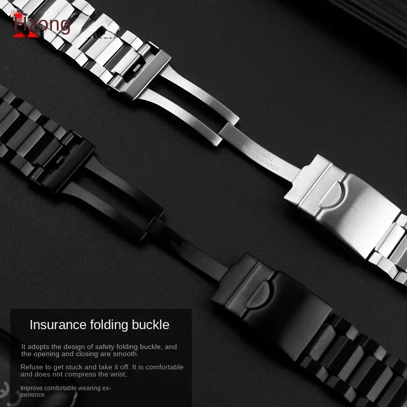 Curved end Watch chain 1853 Men For TissoT T125 stainless steel strap T125617A  Black Knight metal steel Watchband bracelet 22MM