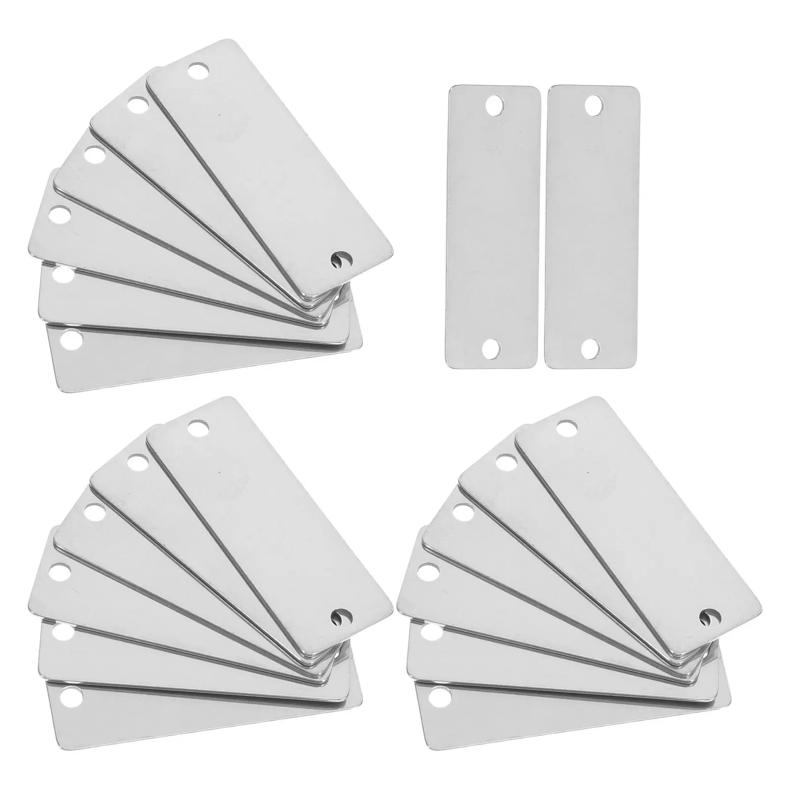 20Pcs Stainless Steel Dual Hole Rectangle Tags Blank Id Tags for Pet Dog Cat Engravable Jewelry Crafting Label