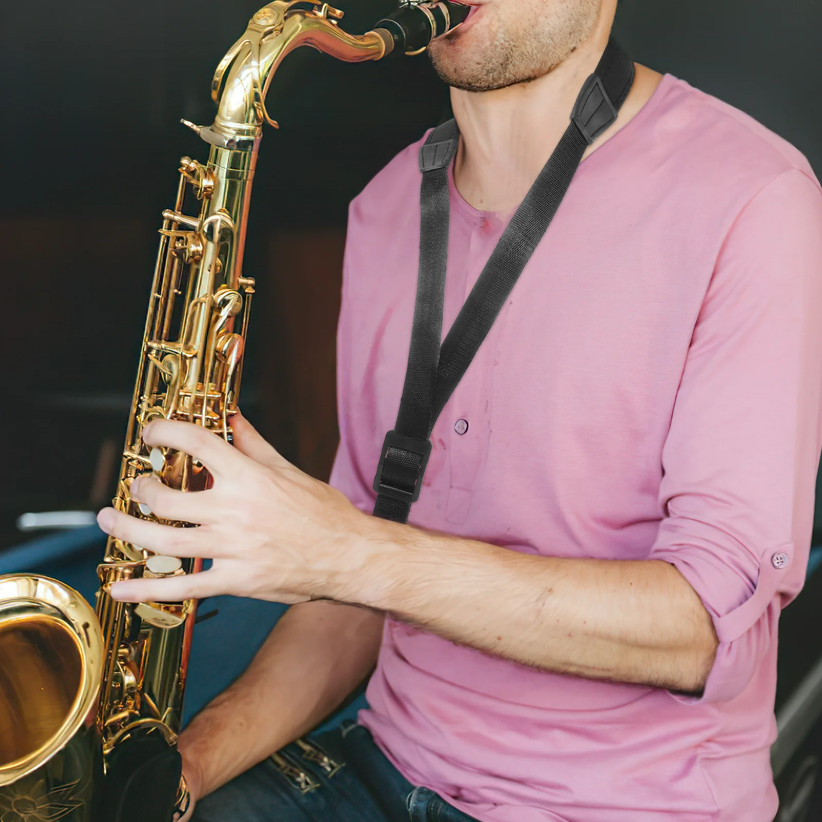 

Sturdy Trustworthy Saxophone Neck Strap Adjustable Flexible Practical for Alto Tenor Saxophone Simple Structure