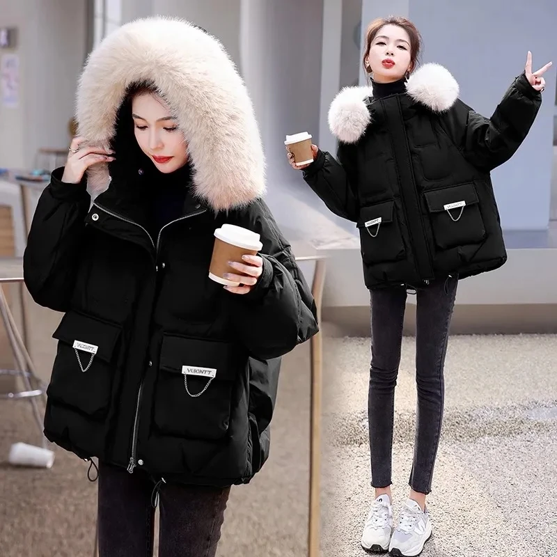 

Winter Down cotton Jacket Women's Korean Loose Thicken Hooded Coat Casual Student Short Jackets Lady Cotton Warm Parka top