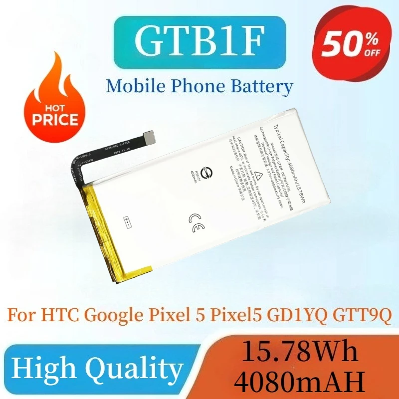 

New High Quality 15.78Wh 4080mAh Li-ion Battery GTB1F For HTC Google Pixel 5 Pixel5 GD1YQ GTT9Q Mobile Phone Batteries