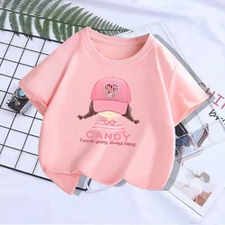 Children's Short Sleeve Modal T-shirt Little Girls Fashion Half Sleeve Top Girls Pink Top Trend Girl Clothes  Boys Clothes