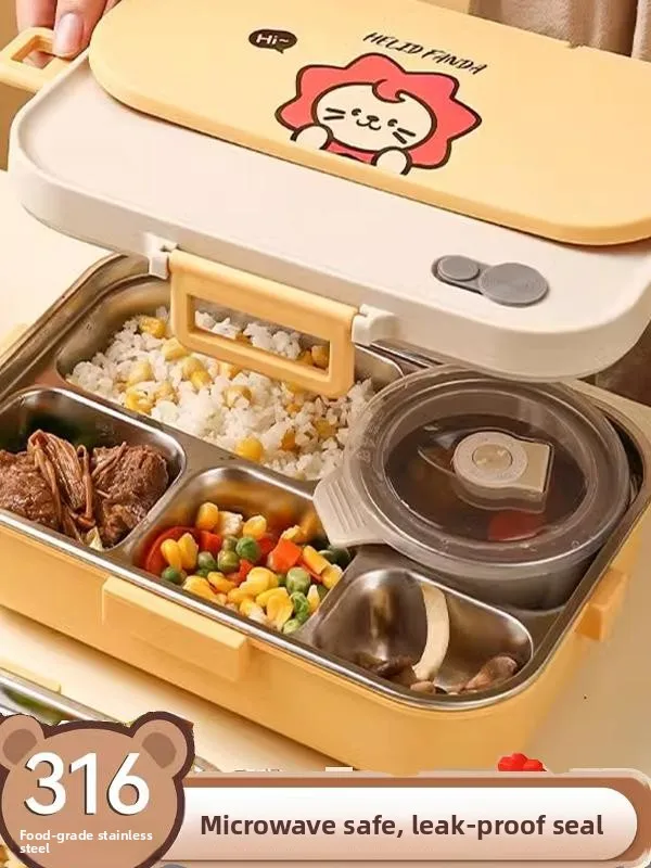 

Портативный детский ланч-бокс для школы, термоизолированный, из нержавеющей стали, 36 отсеков, контейнер для еды для офисных работников