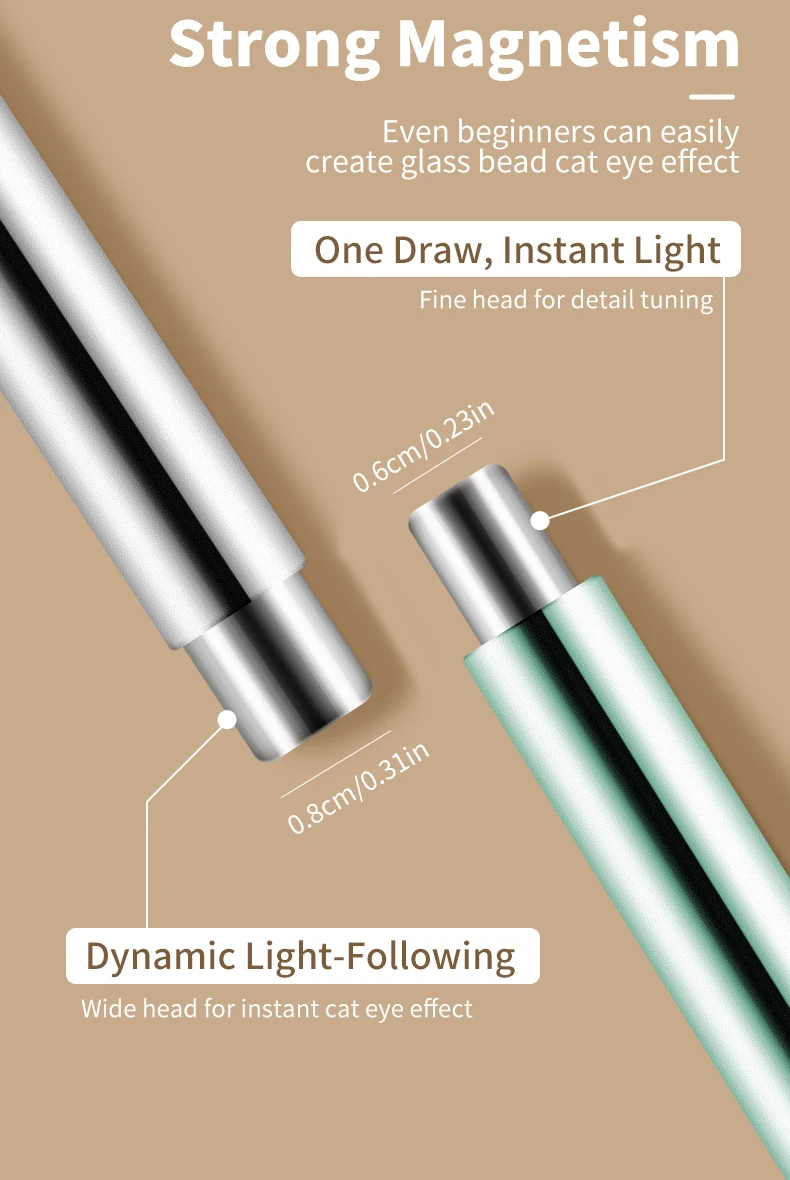 Cat Eye Nail Art Magnetisches Werkzeug Zylindrischer Stick mit Kugelmagnet Maniküre-Zubehör für Glasperleneffekte Passend für UV-Gel-Nagellack – Detail 3