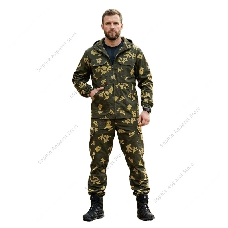 Russian KLMK Gold Fleck Camouflage Tactical Suit Men Hooded Gorka Hunting Clothes Sniper Training Uniform Combat Gear Set