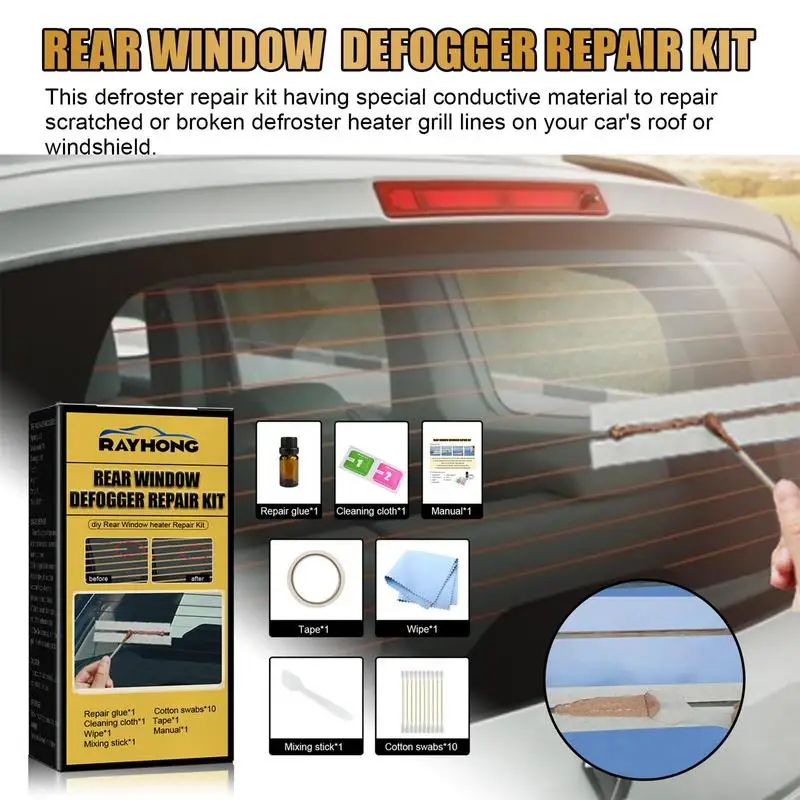 Car Rear Window Defogger Repair Kit Quick Repair Scratched Broken Defroster Heater Grid Lines Professional Car Care Accessories