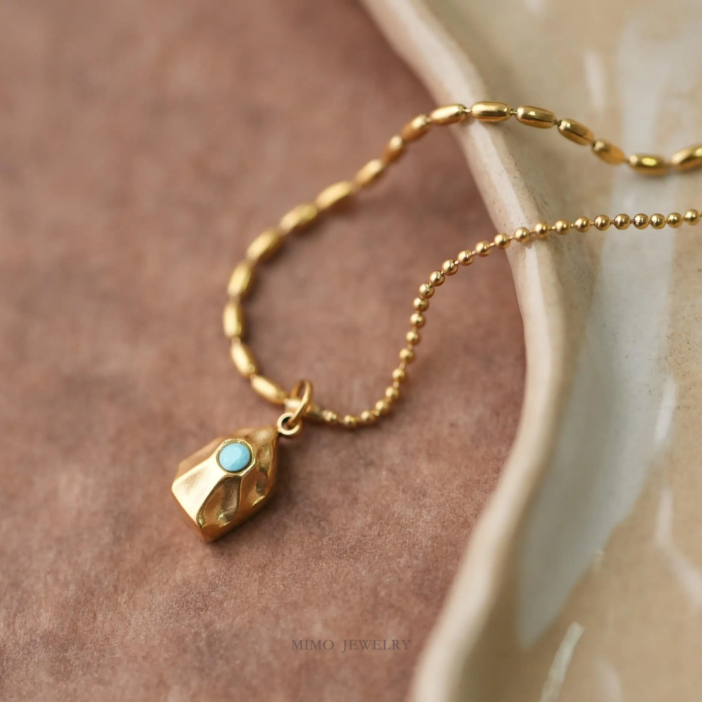 

Ins Simple Irregular Pine Blue Small Stone Charms Pendant Supplies DIY Hand Stainless Steel Gold Plated Accessories