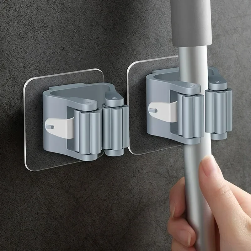 

4PCS Wall Mounted Mop Organizer Holder Wall-Mounted Waterproof Mop Storage Rack Broom Hanger Hooks Household Tools