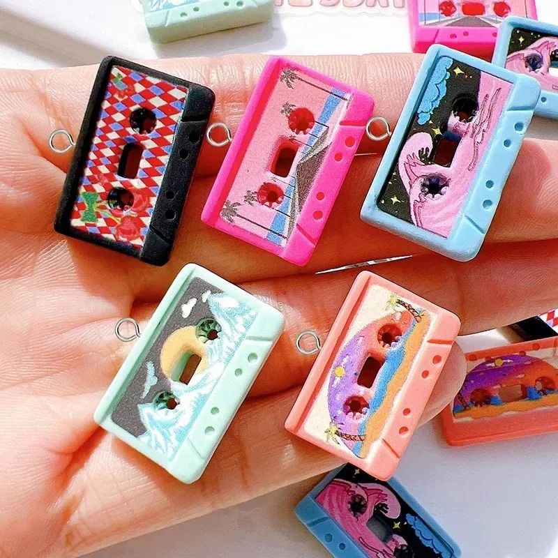 10pcs/pack Retro Cartoon Tape Resin Charms Funny Nautical Pendants DIY Jewelry Accessories For Earring Keychain Making