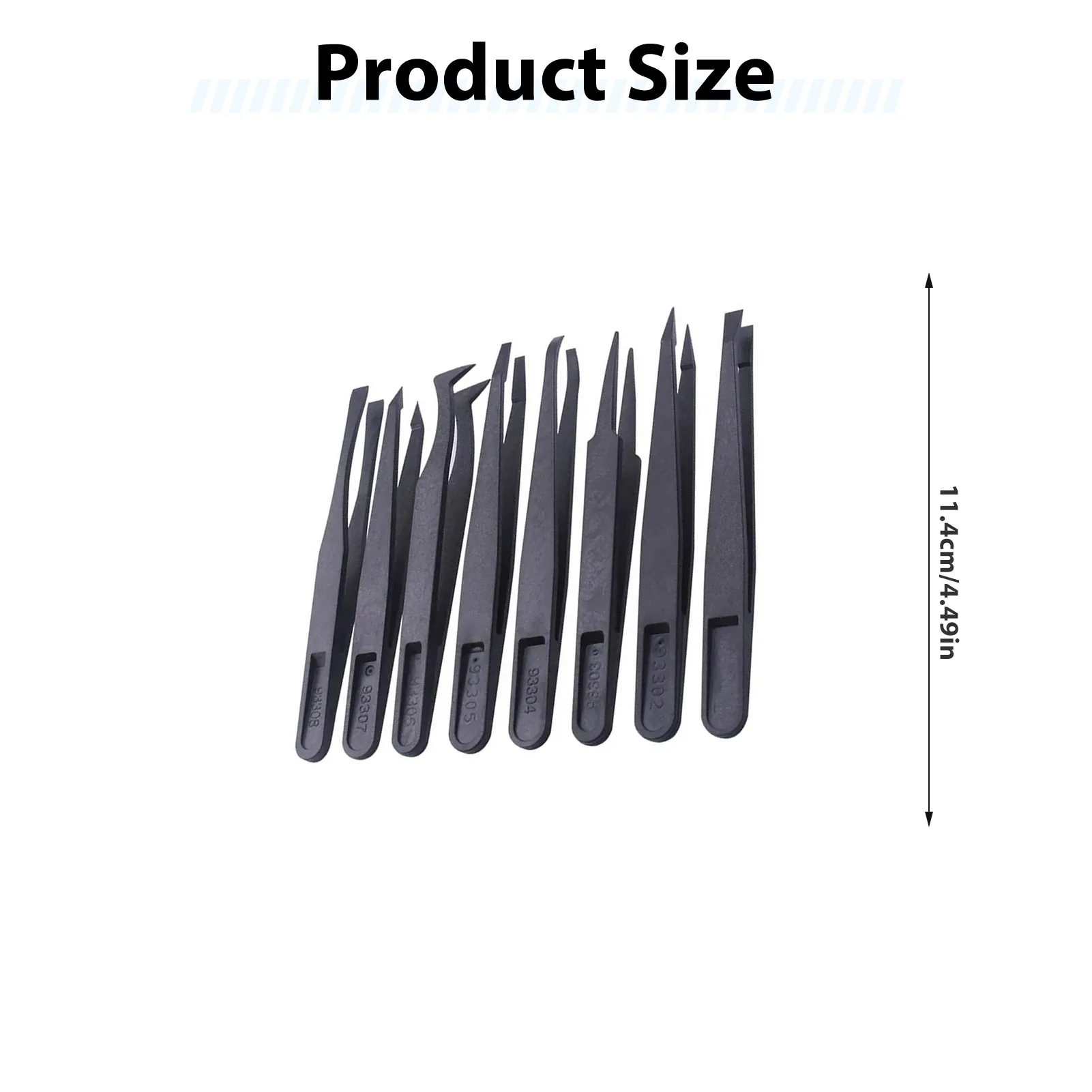 8pcs Antistatic Tweezers Professional Carbon Fiber Precision Plier Set for Model Kits Water Decals Hobby Crafting Tools